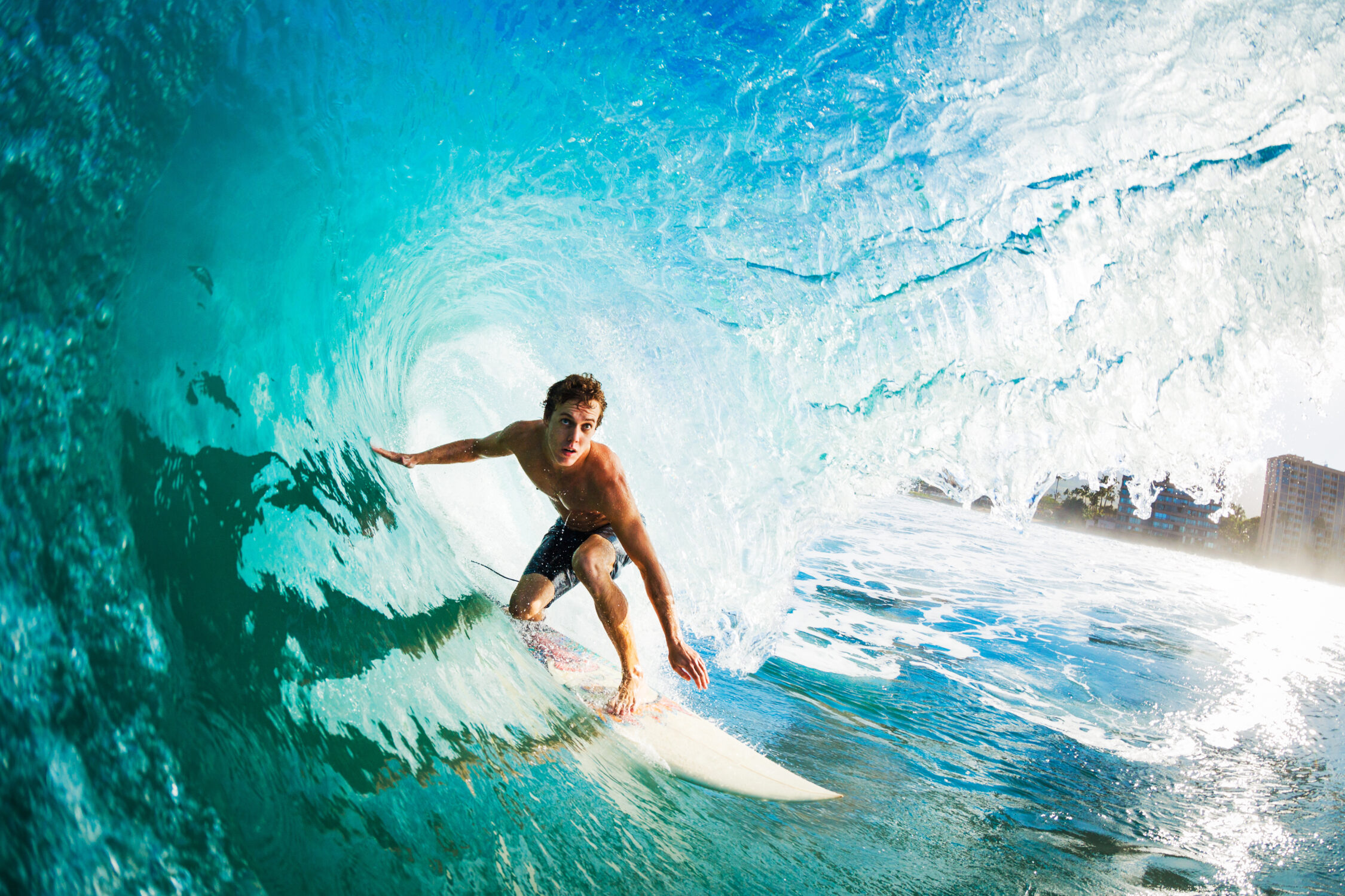 Surfer on Blue Ocean Wave Example of Balance in Life